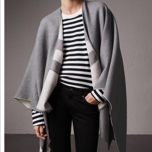 Burberry Reversible Check Merino Wool Poncho /Cape